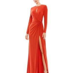 New Mac Duggal by Ileena Knotted Dress Red-Orange #55708